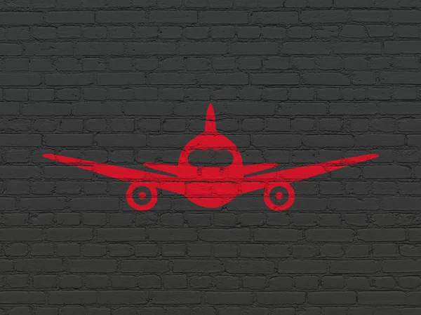 Semester-konceptet: flygplan på vägg bakgrund — Stockfoto