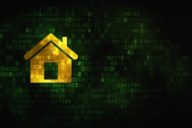 Ekonomi kavramı: dijital arka plan üzerinde ev