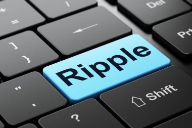 Blockchain kavramı: Ripple bilgisayar klavye arka plan üzerinde