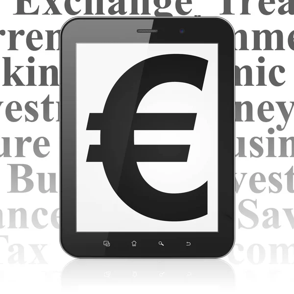 Valuta concept: Tablet PC met Euro tentoongesteld — Stockfoto