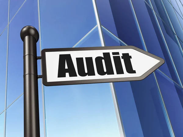 Concetto di finanza: firma Audit su Building background — Foto Stock