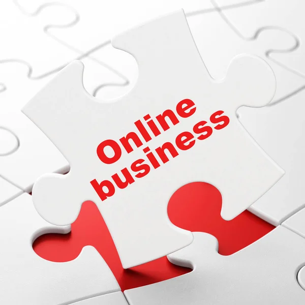 Concepto de negocio: negocio en línea en el fondo del rompecabezas —  Fotos de Stock