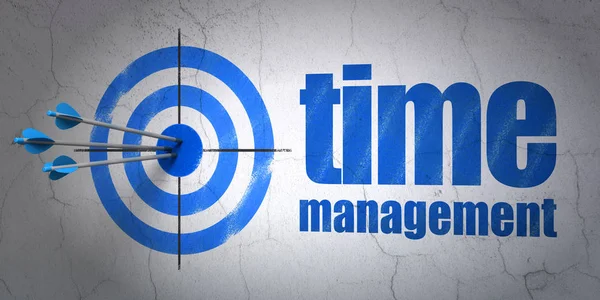 Time concept: target and Time Management on wall background — Stock Photo, Image