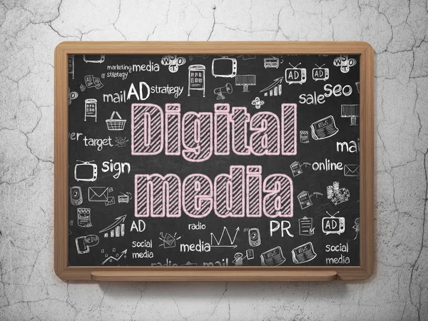 Marketing concept: Digital Media on School board background — Stock Photo, Image