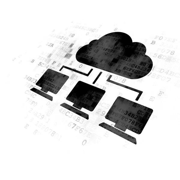 Cloud networking concept: Cloud Network op digitale achtergrond — Stockfoto