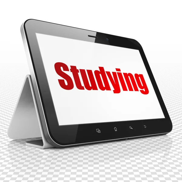 Studienkonzept: Tablet-Computer mit Studium auf dem Display — Stockfoto