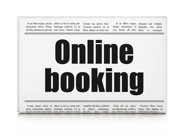 Vacation concept: newspaper headline Online Booking