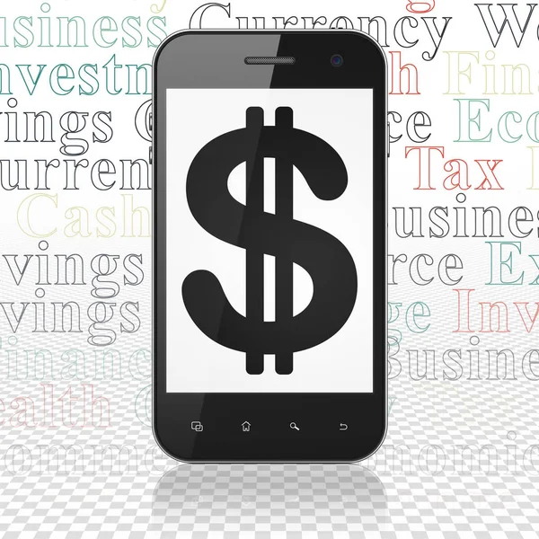 Conceito de dinheiro: Smartphone com dólar em exibição — Fotografia de Stock