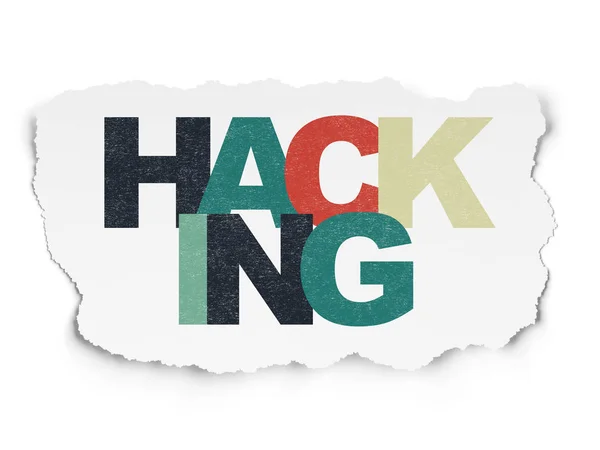 Conceito de segurança: Hacking no fundo papel rasgado — Fotografia de Stock