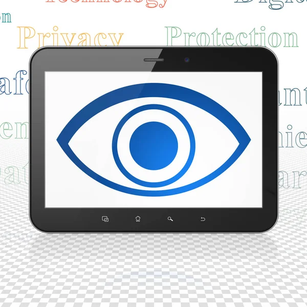 Koncepcja bezpieczeństwa: komputer typu Tablet z oczu na wyświetlaczu — Zdjęcie stockowe