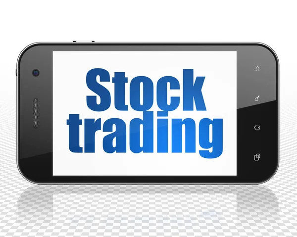 Koncepcja biznesowa: Smartphone z Stock Trading na wyświetlaczu — Zdjęcie stockowe