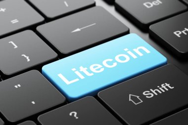 Blockchain kavramı: Litecoin bilgisayar klavye arka plan üzerinde
