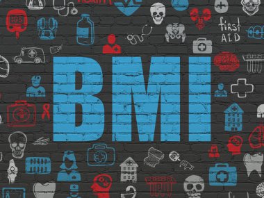 Sağlık kavramı: BMI duvar arka plan üzerinde