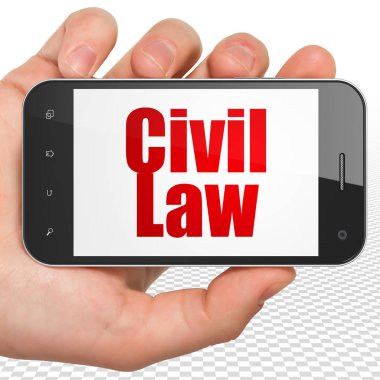 Hukuk kavramı: el Smartphone Holding ile medeni hukuk ekranda