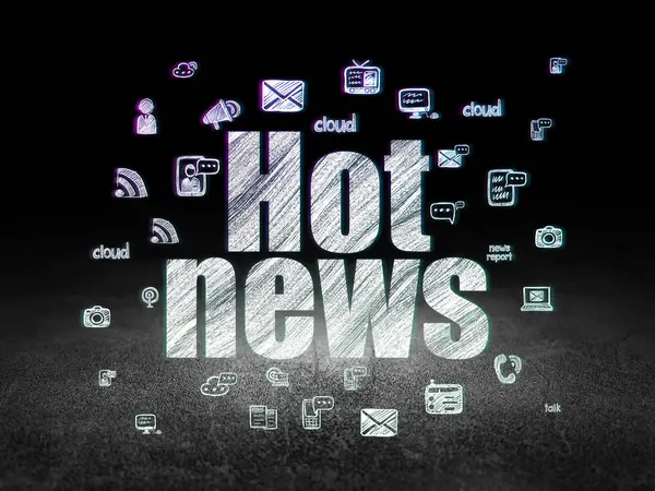 News concept: Hot News in grunge dark room — Stock Photo, Image
