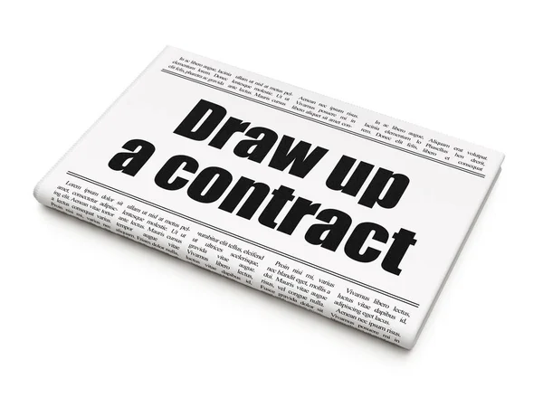 法の概念: 契約書を新聞の見出し描画 — ストック写真