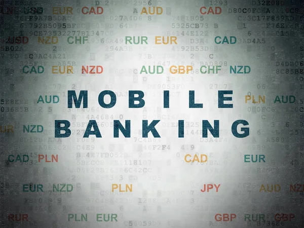 Concepto bancario: Banca móvil en el fondo de datos digitales —  Fotos de Stock