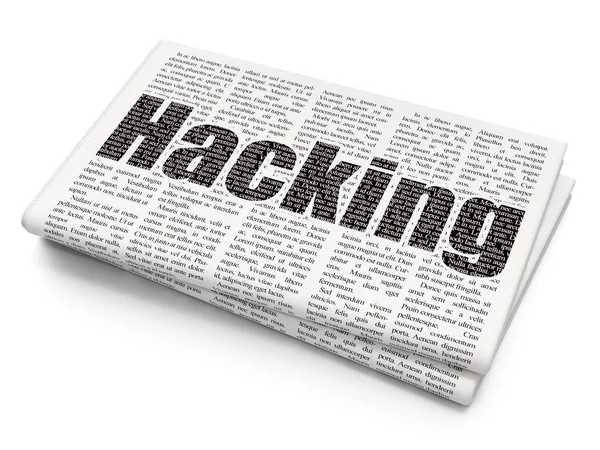 Концепция защиты: Хакерство на фоне газет — стоковое фото