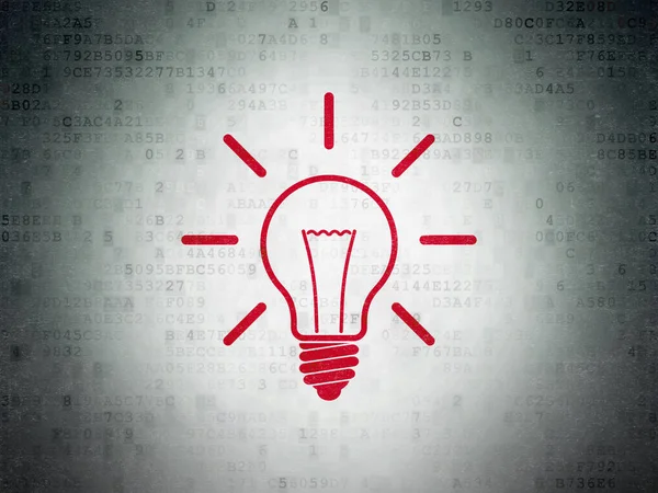 Business concept: Light Bulb on Digital Data Paper background