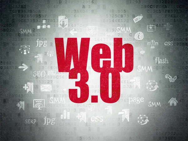 Web design koncepció: Web 3.0-a digitális adatok papír háttér — Stock Fotó