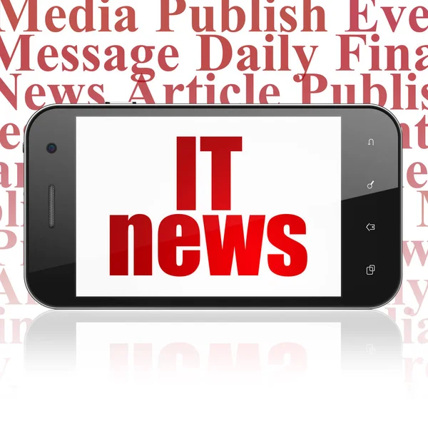 Concept d'actualités : Smartphone avec IT News à l'écran — Photo