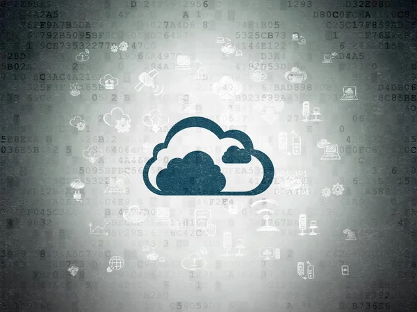 Концепция создания облачных сетей: Облако на фоне цифровой документации — стоковое фото
