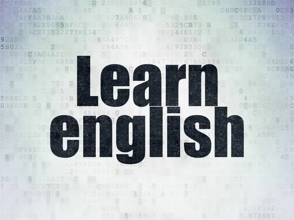 Eğitim kavramı: dijital veri kağıt arka plan üzerinde İngilizce öğrenin — Stok fotoğraf