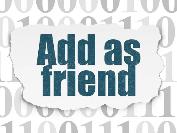 Conceito de mídia social: Adicionar como amigo no fundo papel rasgado — Fotografia de Stock