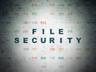 Emniyet konsepti: dijital veri kağıt arka plan üzerinde dosya güvenliği