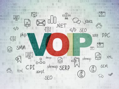 Web tasarım konsepti: dijital veri kağıt arka plan üzerinde Voip
