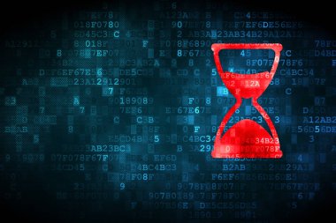 Zaman çizelgesi kavramı: dijital arka plan üzerinde kum saati