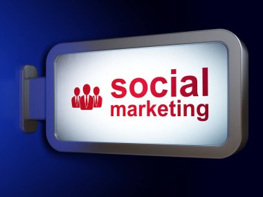 Pazarlama kavramı: sosyal pazarlama ve iş adamları üzerinde billboard arka plan