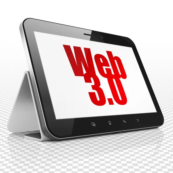 Web ontwerpconcept: Tablet PC met Web 3.0 op display — Stockfoto