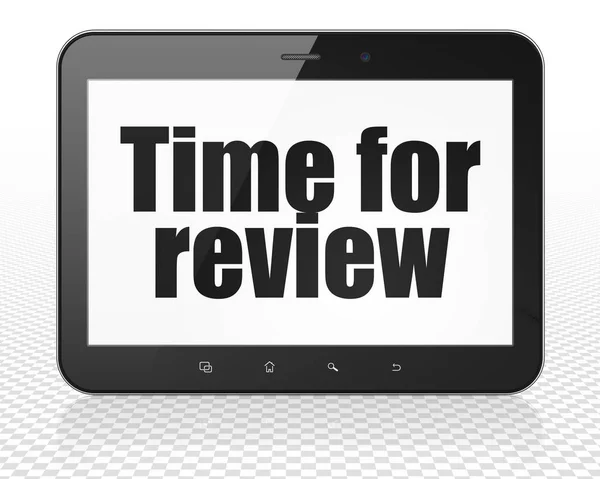 Time concept: Tablet Pc Computer with Time for Review on display — Stock Photo, Image