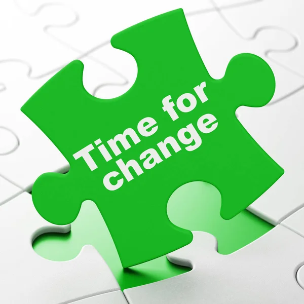 Conceito de linha do tempo: Tempo para a mudança no fundo do quebra-cabeça — Fotografia de Stock