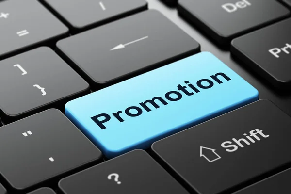 Marketing concept: promotie op computer toetsenbord achtergrond — Stockfoto