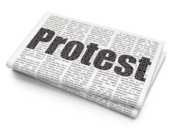 Политическая концепция: Акция протеста на фоне газет — стоковое фото