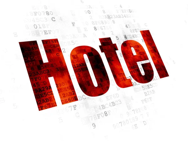 Conceito de férias: Hotel em fundo digital — Fotografia de Stock
