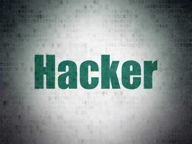 Koruma kavramı: Hacker dijital veri kağıt arka plan üzerinde
