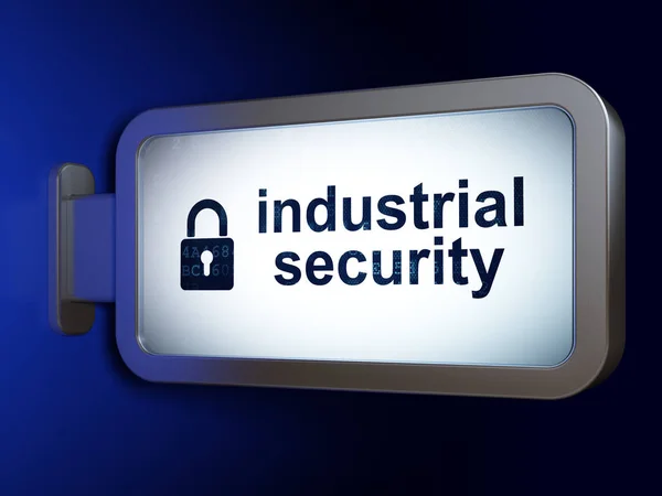 Security concept: Industrial Security and Closed Padlock on billboard background — Stock Photo, Image