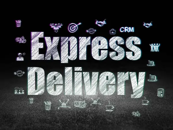 Koncepcja finansowania: Express Delivery w ciemnym pokoju grunge — Zdjęcie stockowe