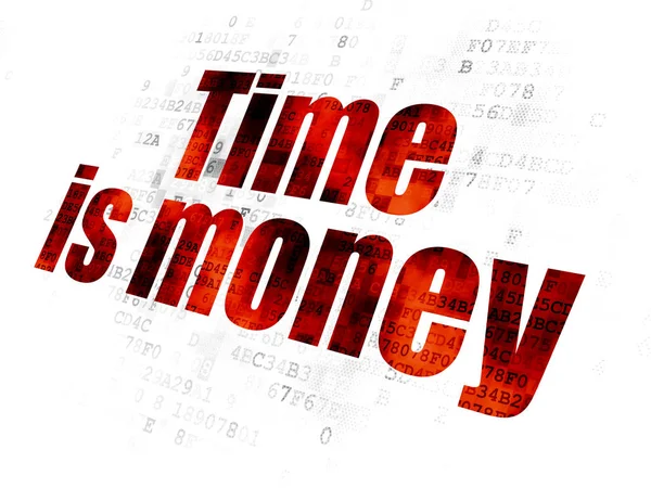 Finanční koncept: čas jsou peníze na digitální pozadí — Stock fotografie