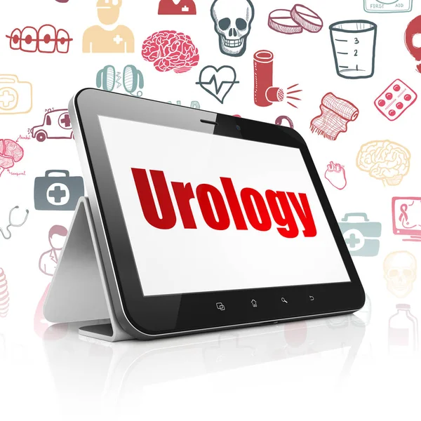 Conceito de saúde: Tablet Computador com Urologia em exibição — Fotografia de Stock
