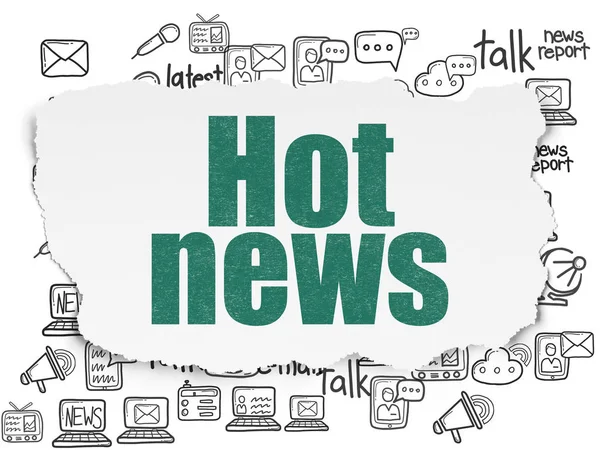 News concept: Hot News on Torn Paper background — Stock Photo, Image