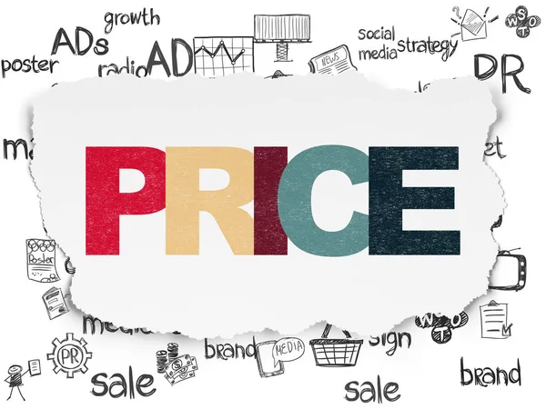 Concetto di marketing: prezzo su sfondo carta strappata — Foto Stock