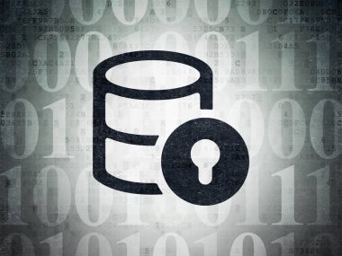 Veritabanı kavramı: veritabanı ile kilit dijital veri kağıt arka plan üzerinde