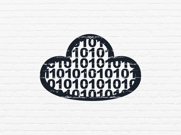 Cloud-Technologie-Konzept: Cloud mit Code auf Wandhintergrund — Stockfoto