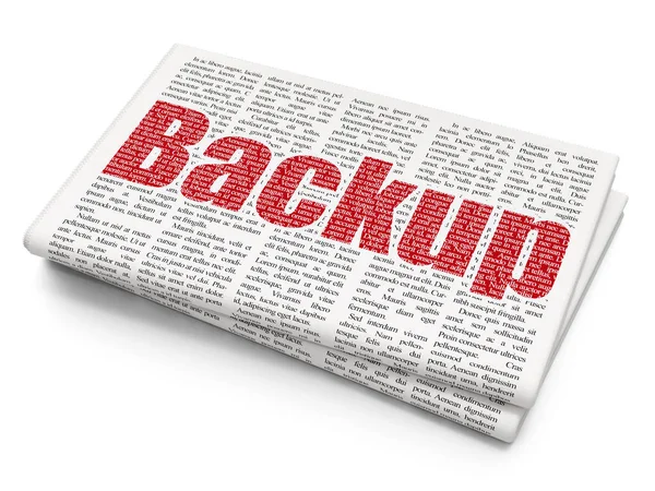 Conceito de software: Backup no fundo do jornal — Fotografia de Stock