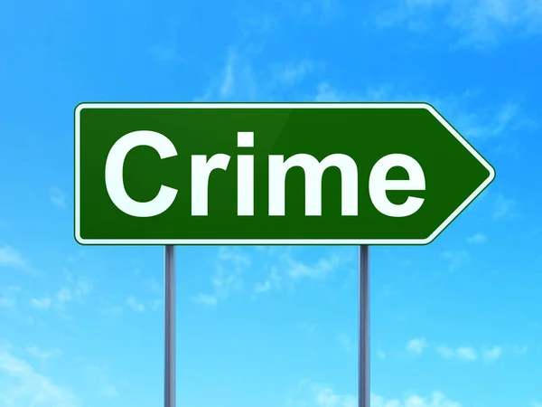 Bescherming concept: criminaliteit op weg teken achtergrond — Stockfoto