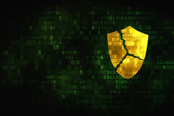 Privacy concept: gebroken Shield op digitale achtergrond — Stockfoto